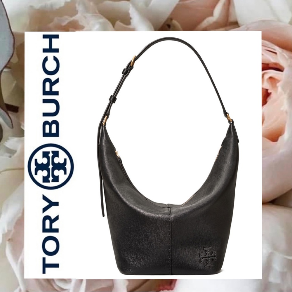 Tory Burch McGraw Black Bucket Leather Bag